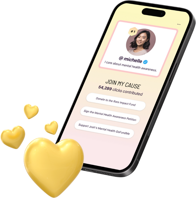 mockup of profile with links to causes